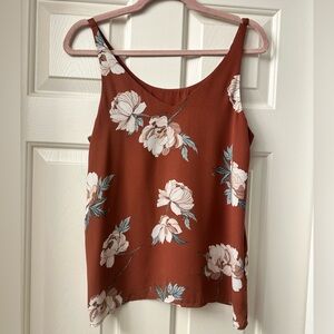 Floral Sleeveless Top - Terracotta Brown S